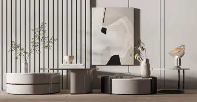 现代茶几组合3D模型下载